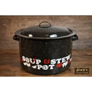 Vintage Granite Soup & Stew Stock Pot.